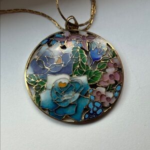 Floral Enamel Pendant Necklace